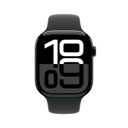 Apple Watch Series 10 GPS + Cell 46 mm Jetblack aluminiumcase Svart sportband - S/M