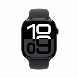 Apple Watch Series 10 GPS + Cell 46 mm Jetblack aluminiumcase Svart sportband - S/M