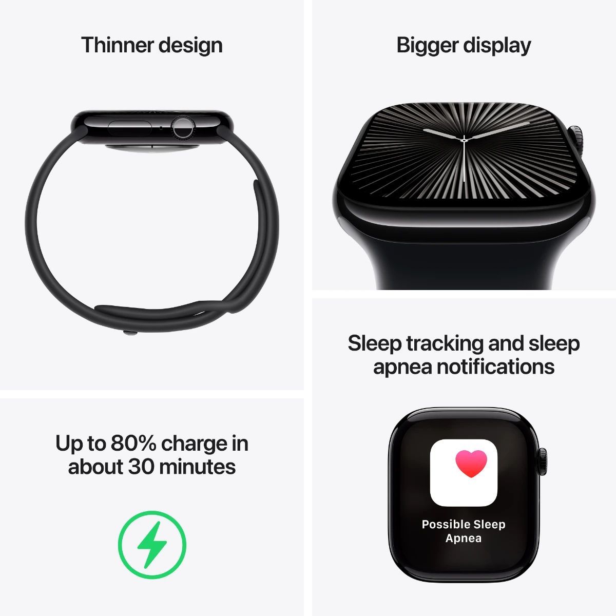 Apple Watch Series 10 GPS + Cell 46 mm Jetblack aluminiumcase Svart sportband - S/M