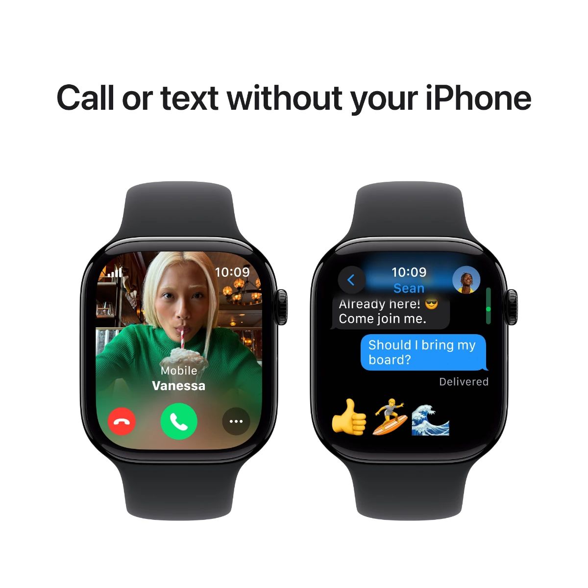 Apple Watch Series 10 GPS + Cell 46 mm Jetblack aluminiumcase Svart sportband - S/M