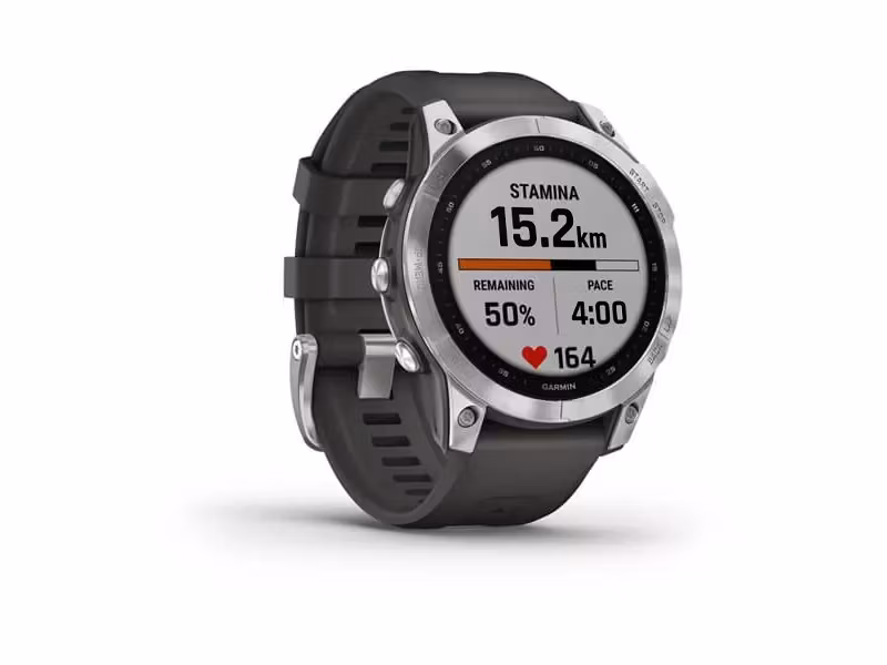 Garmin fenix 7 47 mm Svart Silver Sportklocka med Silikonarmband