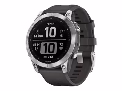 Garmin fenix 7 47 mm Svart Silver Sportklocka med Silikonarmband