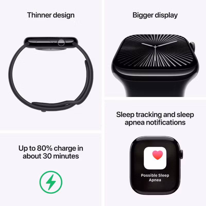 AppleWatch Series 10 GPS 46mm Silver Aluminium Case with Denim Sport Band - M/L