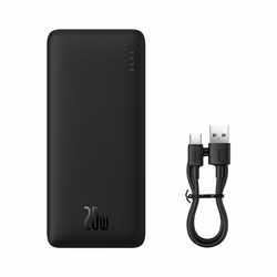 Baseus Powerbank 10000 mAh 20W Med USB-A Till USB-C Kabel Svart