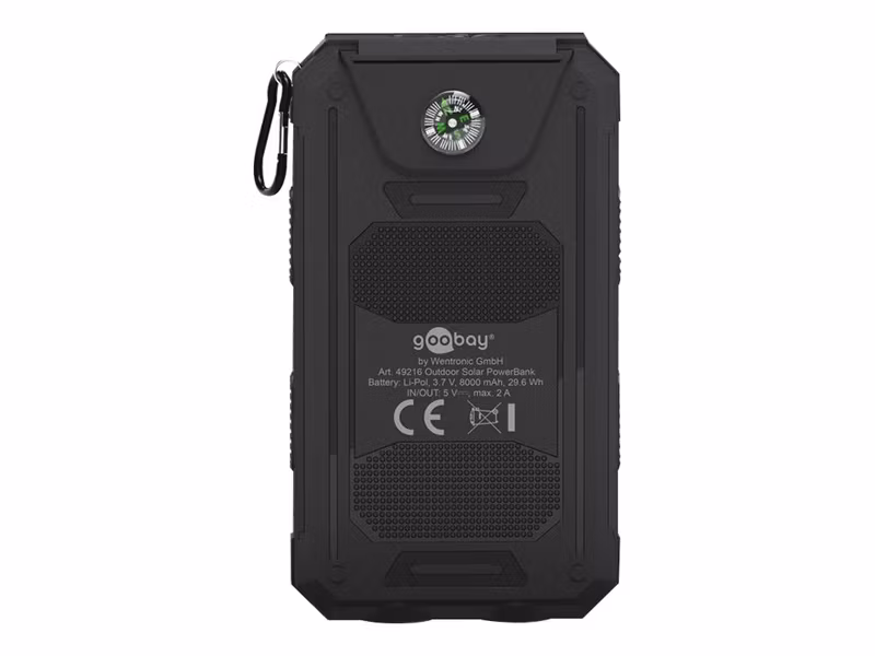 Goobay Outdoor PowerBank 8.0 Solcellsladdare 8000 mAh USB Svart