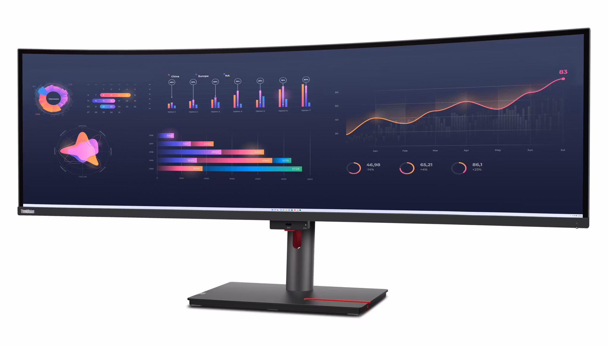 Lenovo ThinkVision P49w-30 LED display 124.5 cm (49") 5120 x 1440 pixels DQHD Black