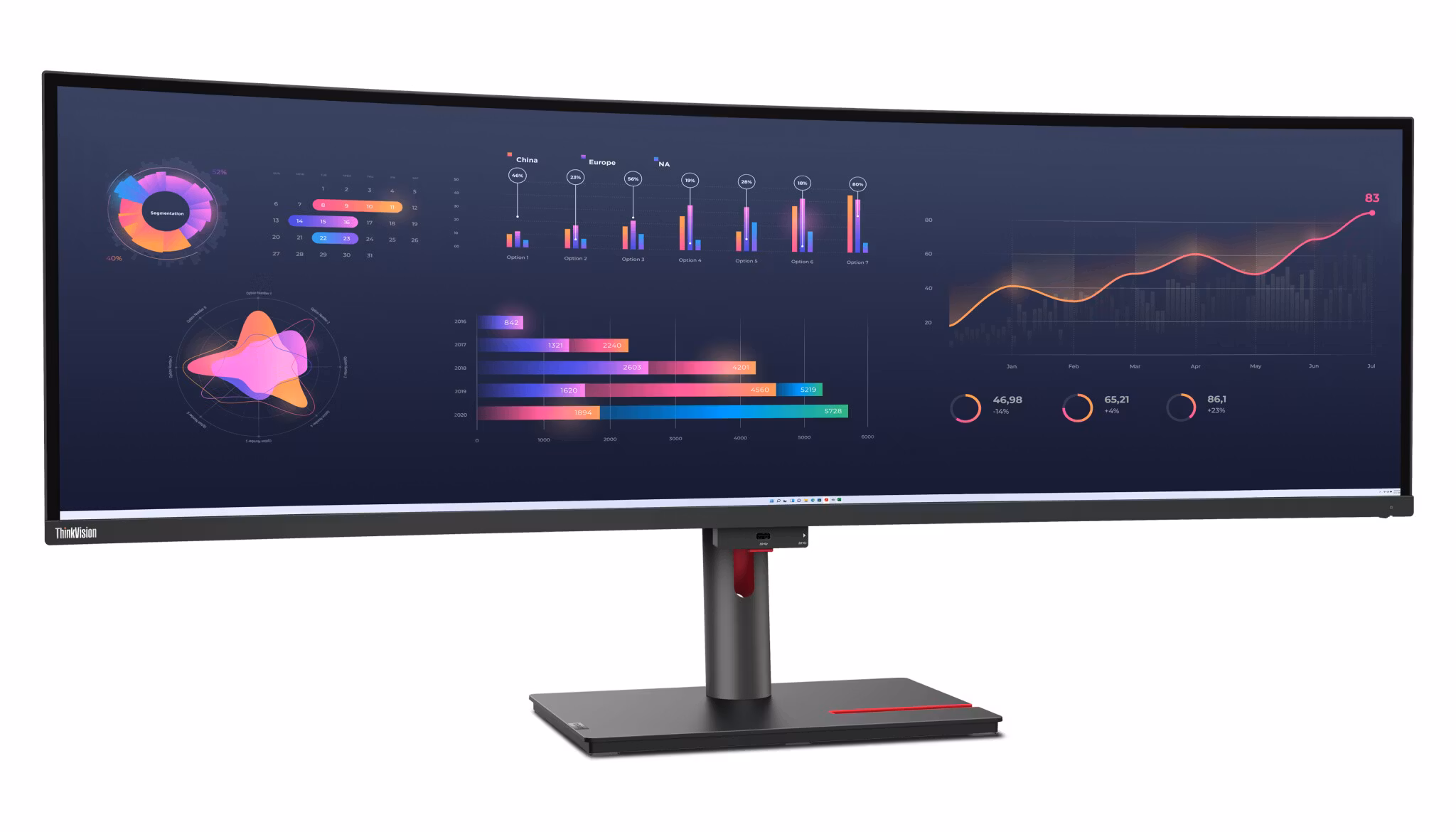 Lenovo ThinkVision P49w-30 LED display 124.5 cm (49") 5120 x 1440 pixels DQHD Black