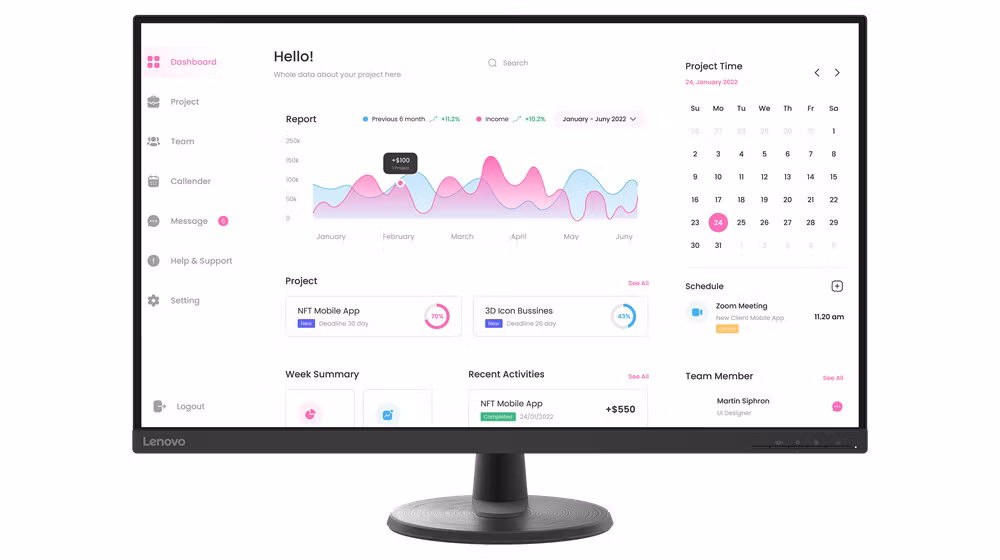 Lenovo D32-40 31.5" 1920 x 1080 pixels Full HD Monitor