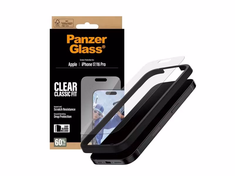 PanzerGlass iPhone 17 & 16 Pro Härdat Glas Skärmskydd Classic Fit