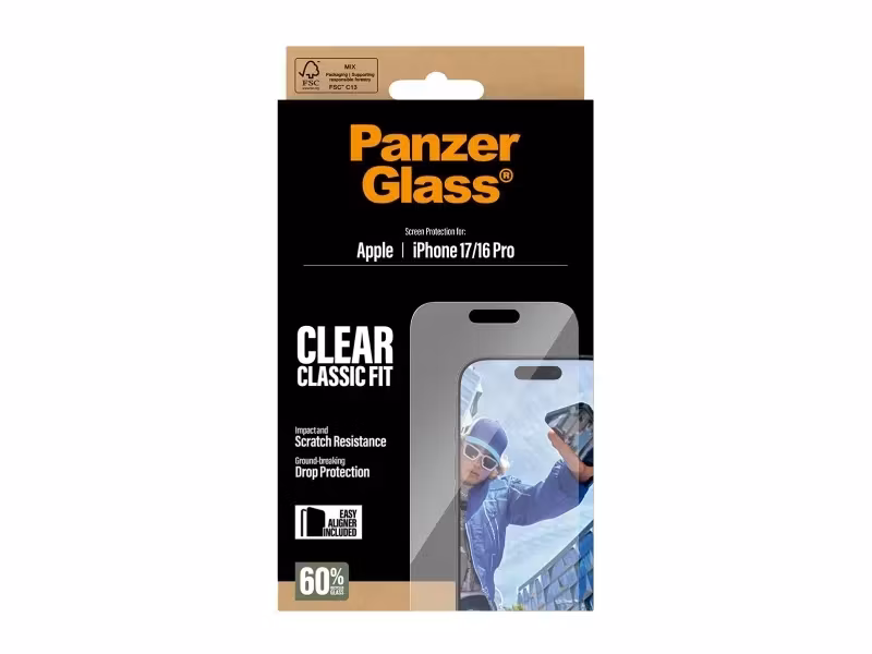 PanzerGlass iPhone 17 & 16 Pro Härdat Glas Skärmskydd Classic Fit