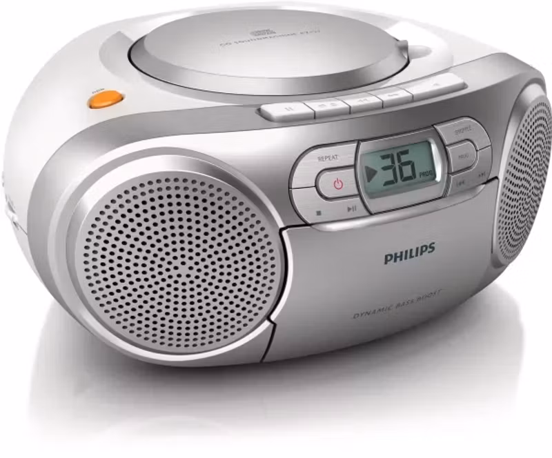 Philips AZ127 Boombox bärbar CD-spelare med kassettdäck Silver