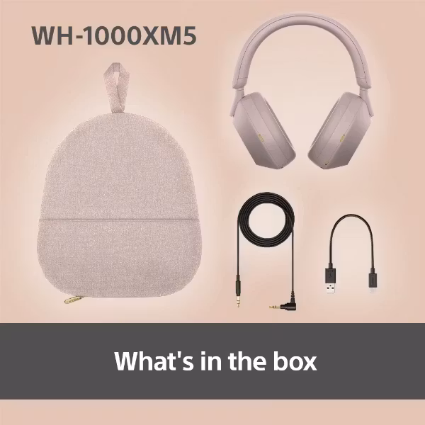 Sony WH-1000XM5 trådlösa brusreducerande hörlurar Smoky Pink