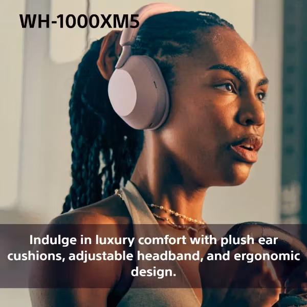 Sony WH-1000XM5 trådlösa brusreducerande hörlurar Smoky Pink