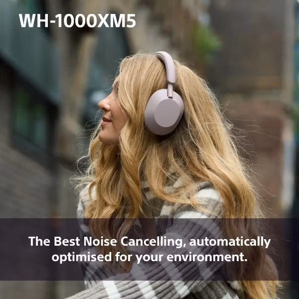 Sony WH-1000XM5 trådlösa brusreducerande hörlurar Smoky Pink