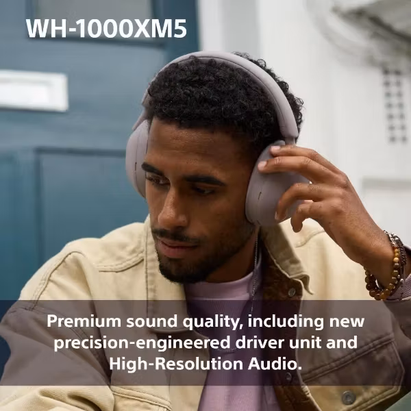 Sony WH-1000XM5 trådlösa brusreducerande hörlurar Smoky Pink
