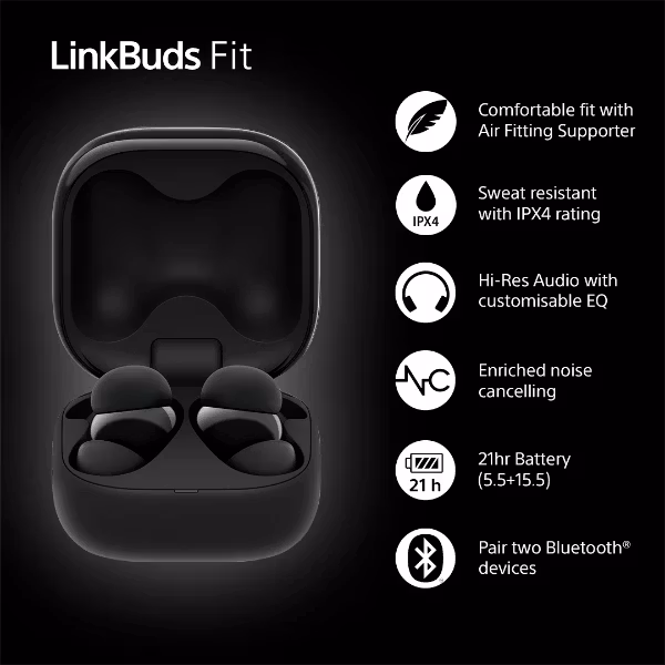 Sony LinkBuds Fit Trådlös In-ear Hörlurar Svart