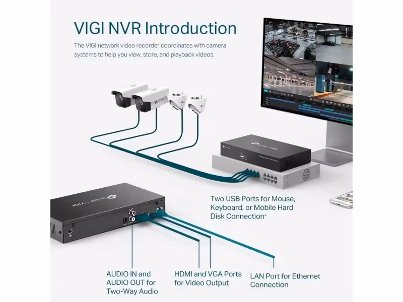 TP-Link VIGI NVR1016H 16-kanaler Nätverksvideoinspelare