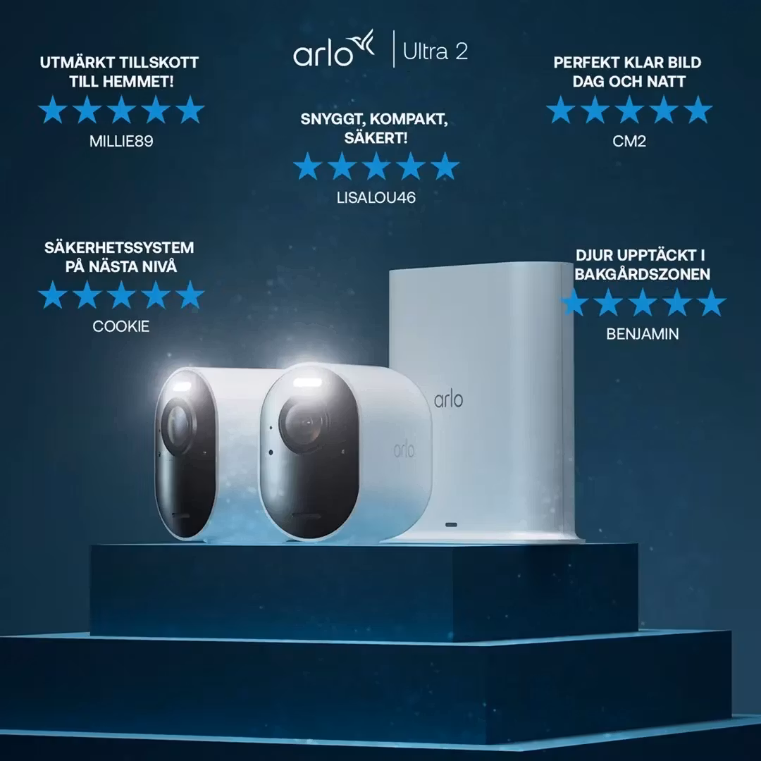 Arlo Ultra 2 Spotlight WiFi övervakningskamera 2-pack Svart