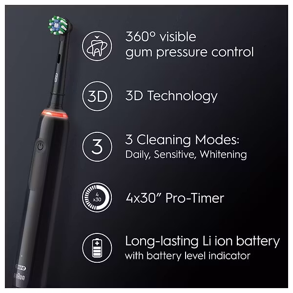 Oral-B Pro 3 3500 + Extra Refill + Travel Case Svart