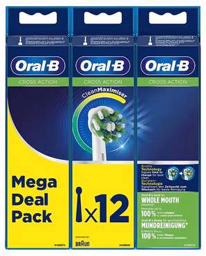 Oral-B Cross Action Borsthuvuden 12-pack Vita