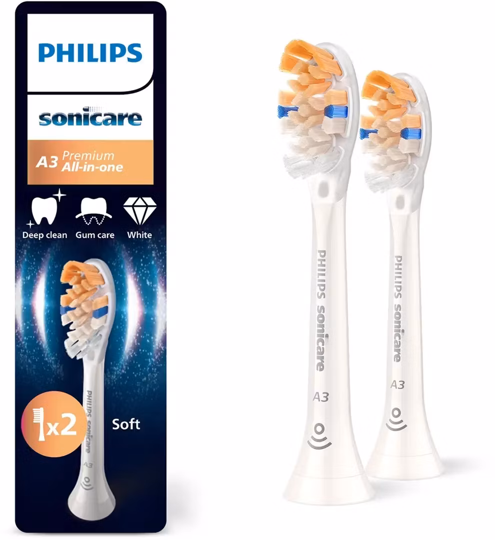 Philips Sonicare A3 Premium All-inOne HX9092 Borsthuvud 2-pack Vita