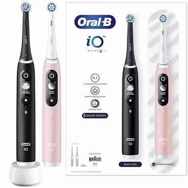 Oral-B iO Series 6 Duo Eltandborste 2-pack Svart/Rosa