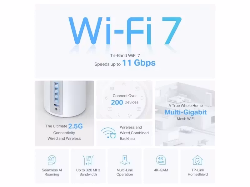 TP-Link Deco BE65 BE9300 Whole Home Mesh WiFi 7 System 3-pack