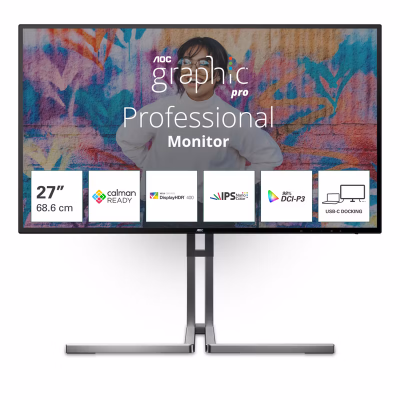 AOC U27U3CV 27"4K Ultra HD LCD Black Monitor