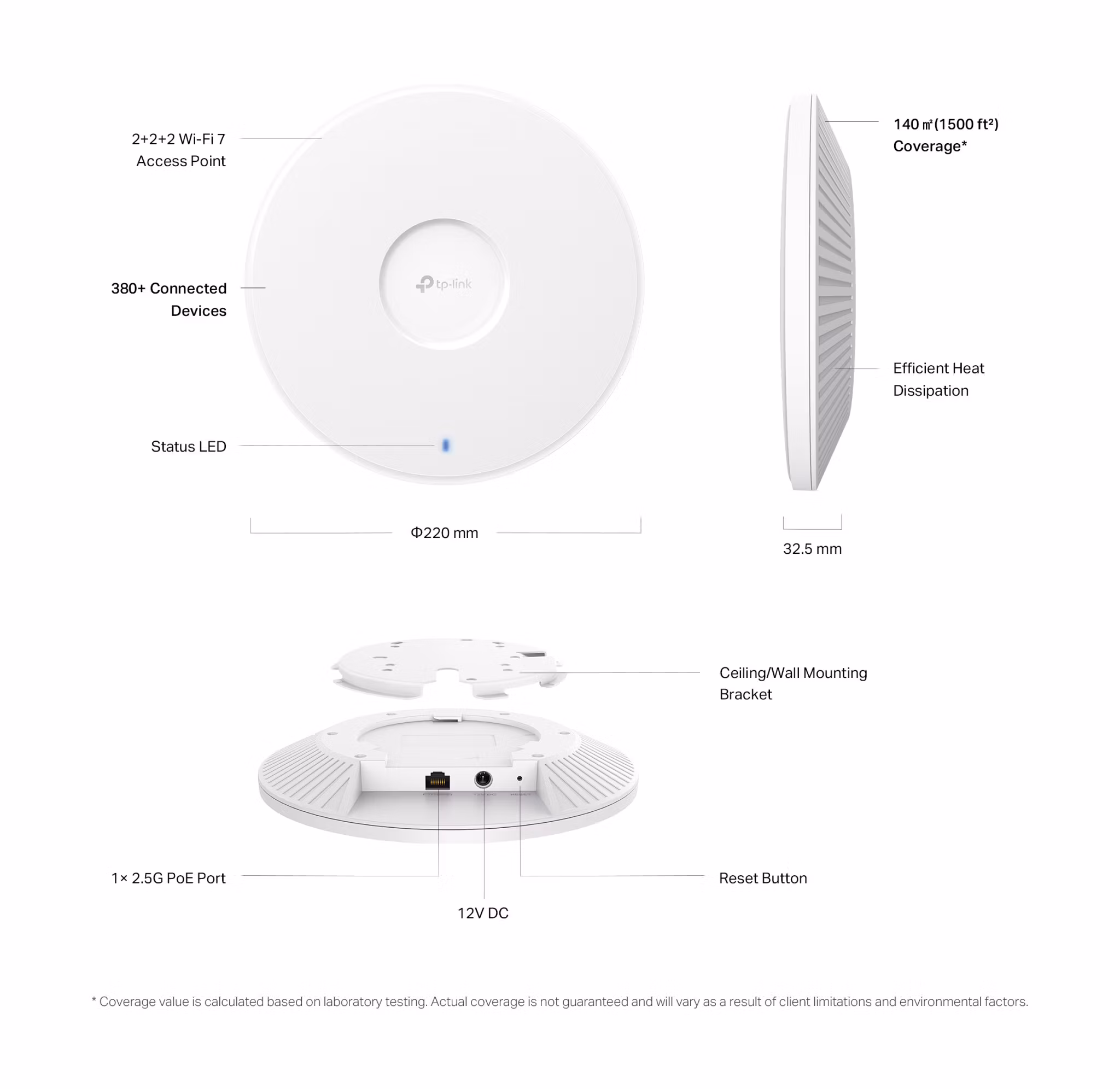 TP-Link Omada BE9300 Ceiling Mount Tri-Band Wi-Fi 7 Access Point