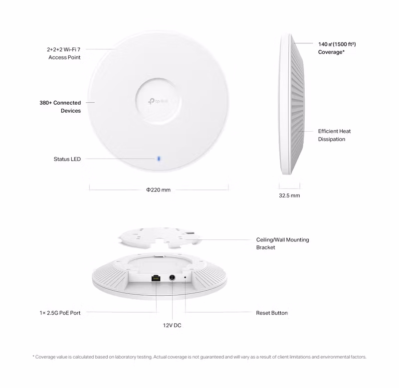 TP-Link Omada EAP772 V1 Ceiling Mount Tri-Band Wi-Fi 7 Access Point
