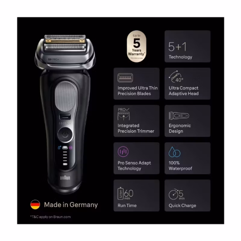 Braun Series 9 9660CC PRO+ rakapparat Svart