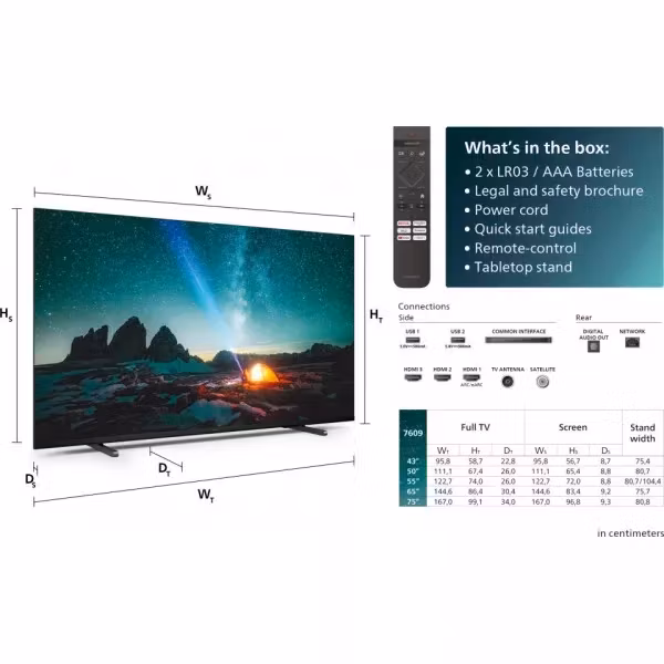 Philips 43PUS7609 43" 4K UHD LED-bakbelyst LCD TV Smart TV