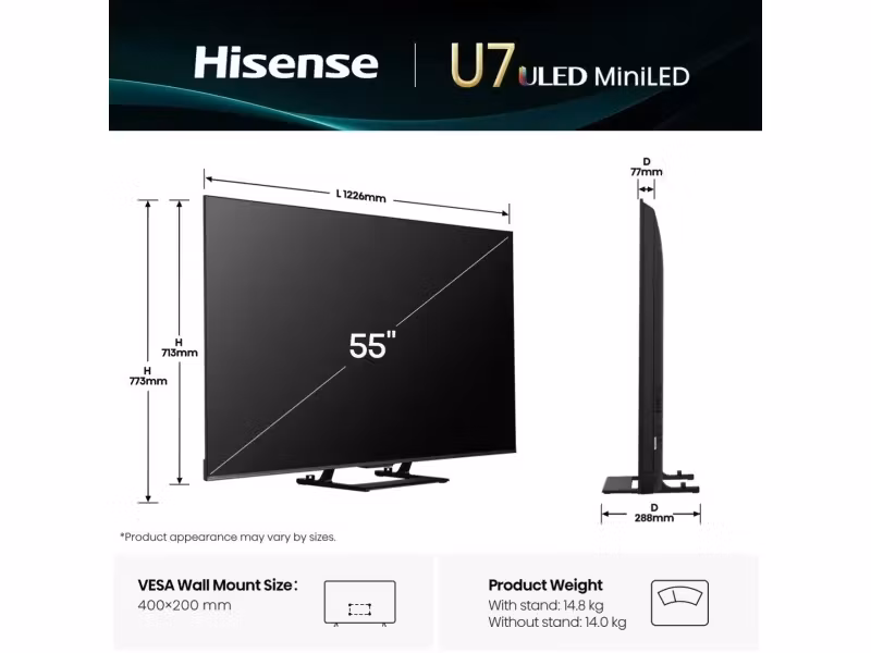 Hisense 55U7Q 55" 4K UHD Quantum Dot Mini-LED Smart TV