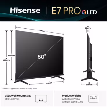 Hisense 50E7Q Pro 50" QLED 4K UHD QLED Smart TV