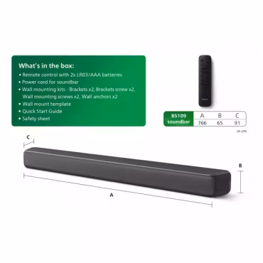 Philips TAB5109 2.0-kanal Soundbar Grå