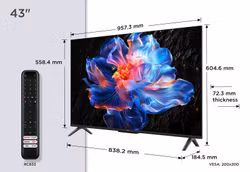 TCL 43V6C 43" 4K Ultra HD Smart TV Wi-Fi Metallic Google TV