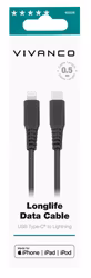 Vivanco Longlife USB-C/Lightning kabel MFI 0.5m Svart