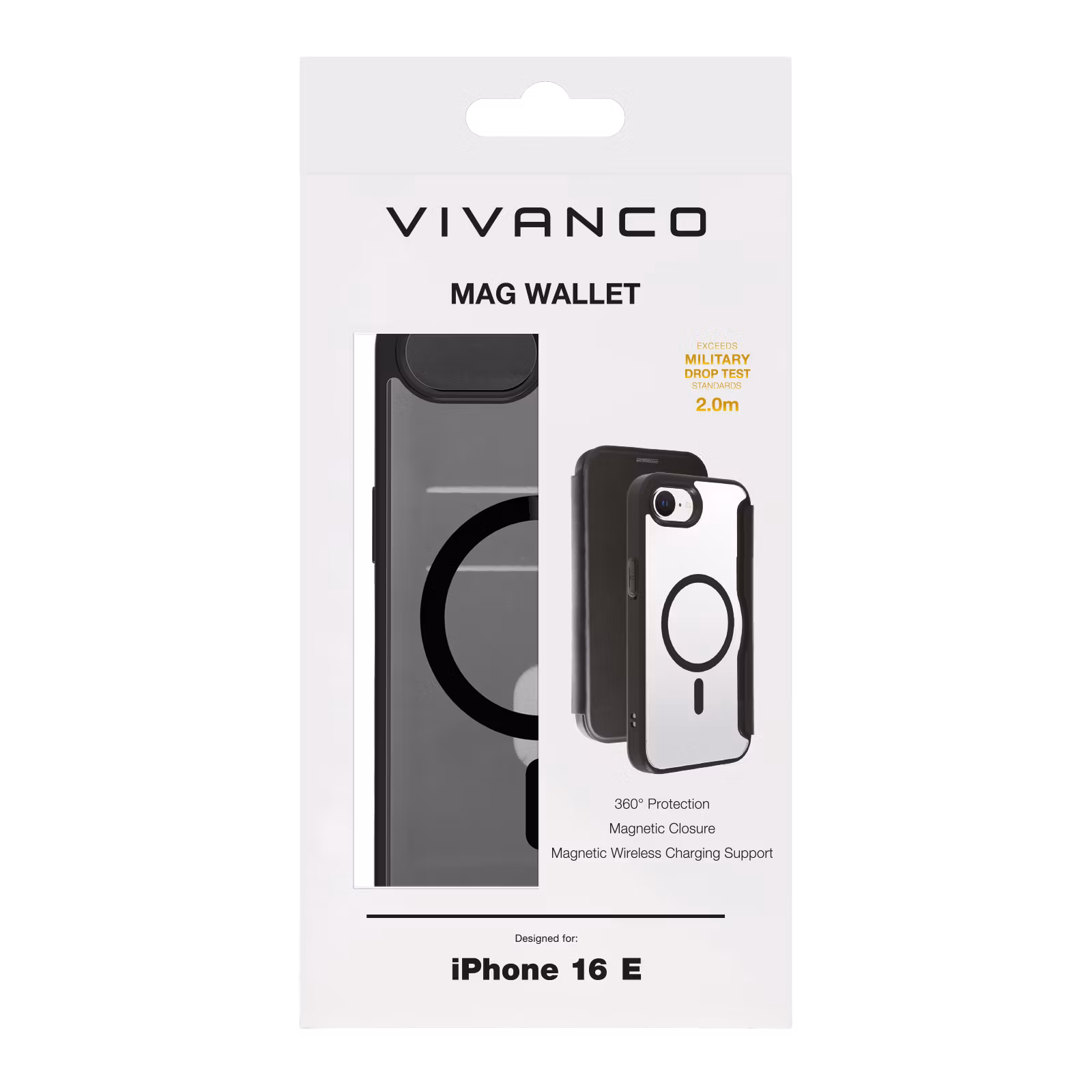 Vivanco Mag Wallet Plånboksfodral Apple iPhone 16e Svart