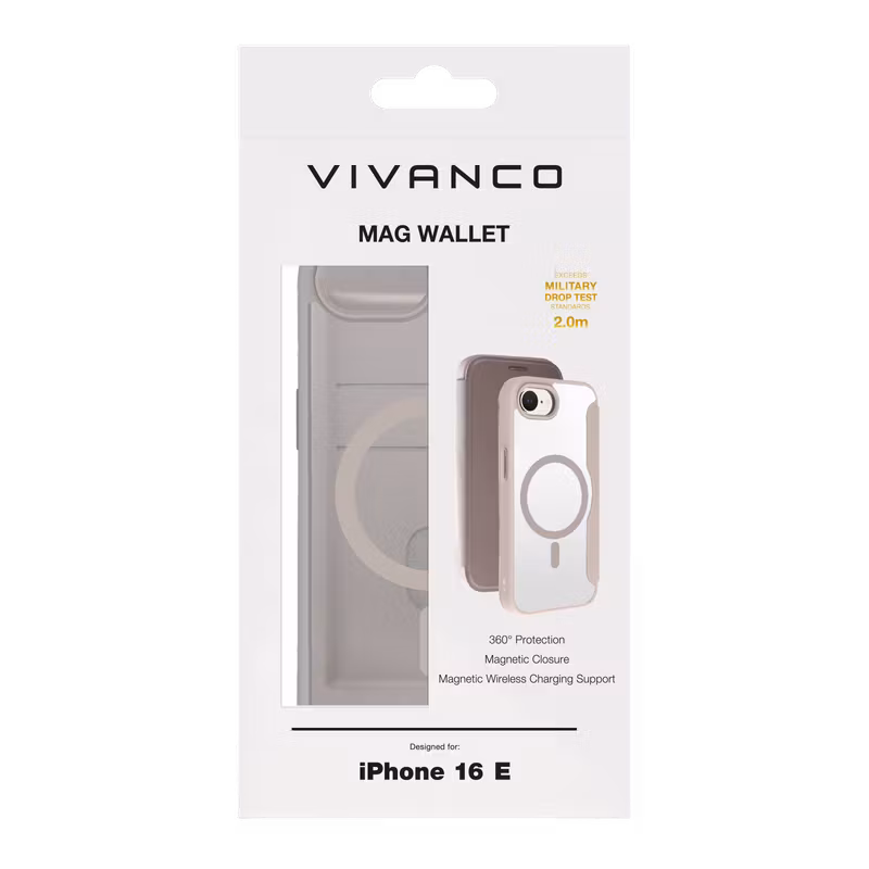 Vivanco Mag Wallet Plånboksfodral Apple iPhone 16e Greige
