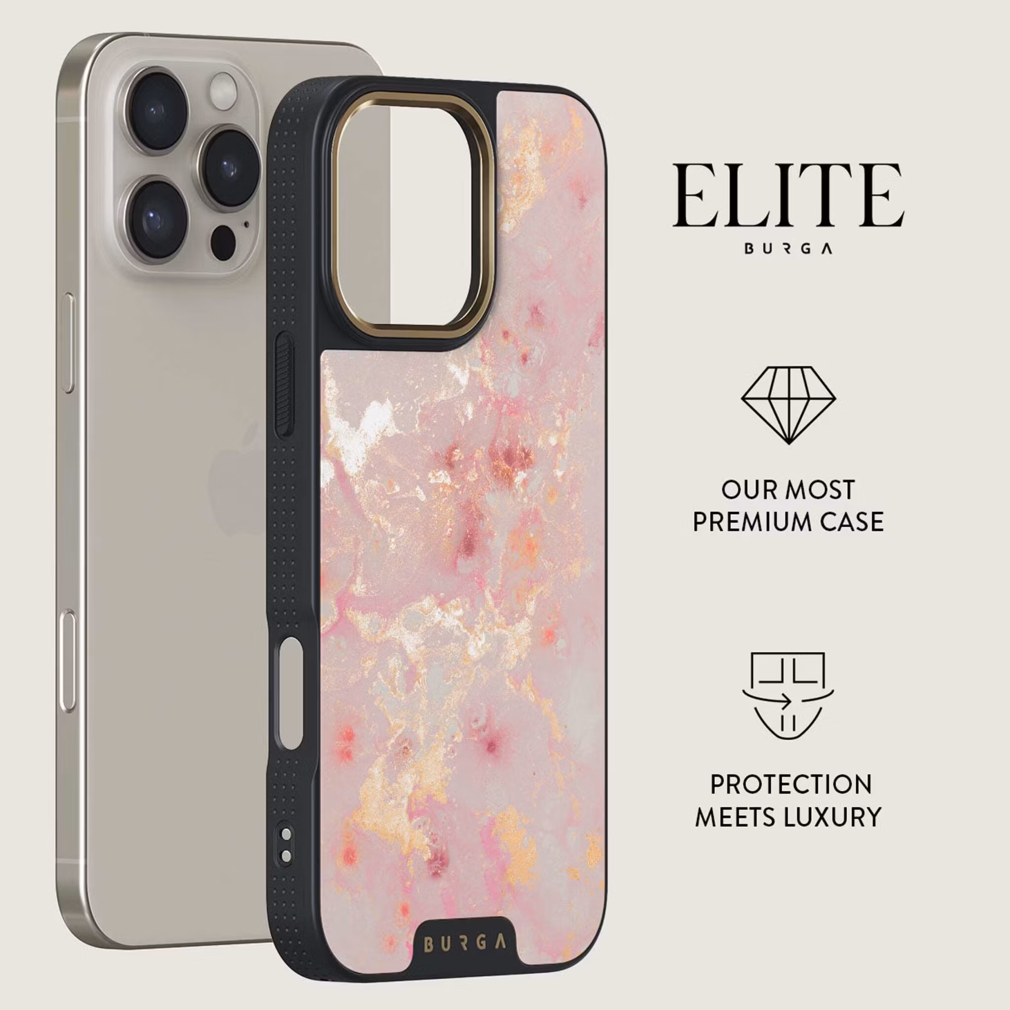 Burga Golden Coral - Apple iPhone 16 Pro Max Skyddsskal Elite Magsafe Svart/Guld