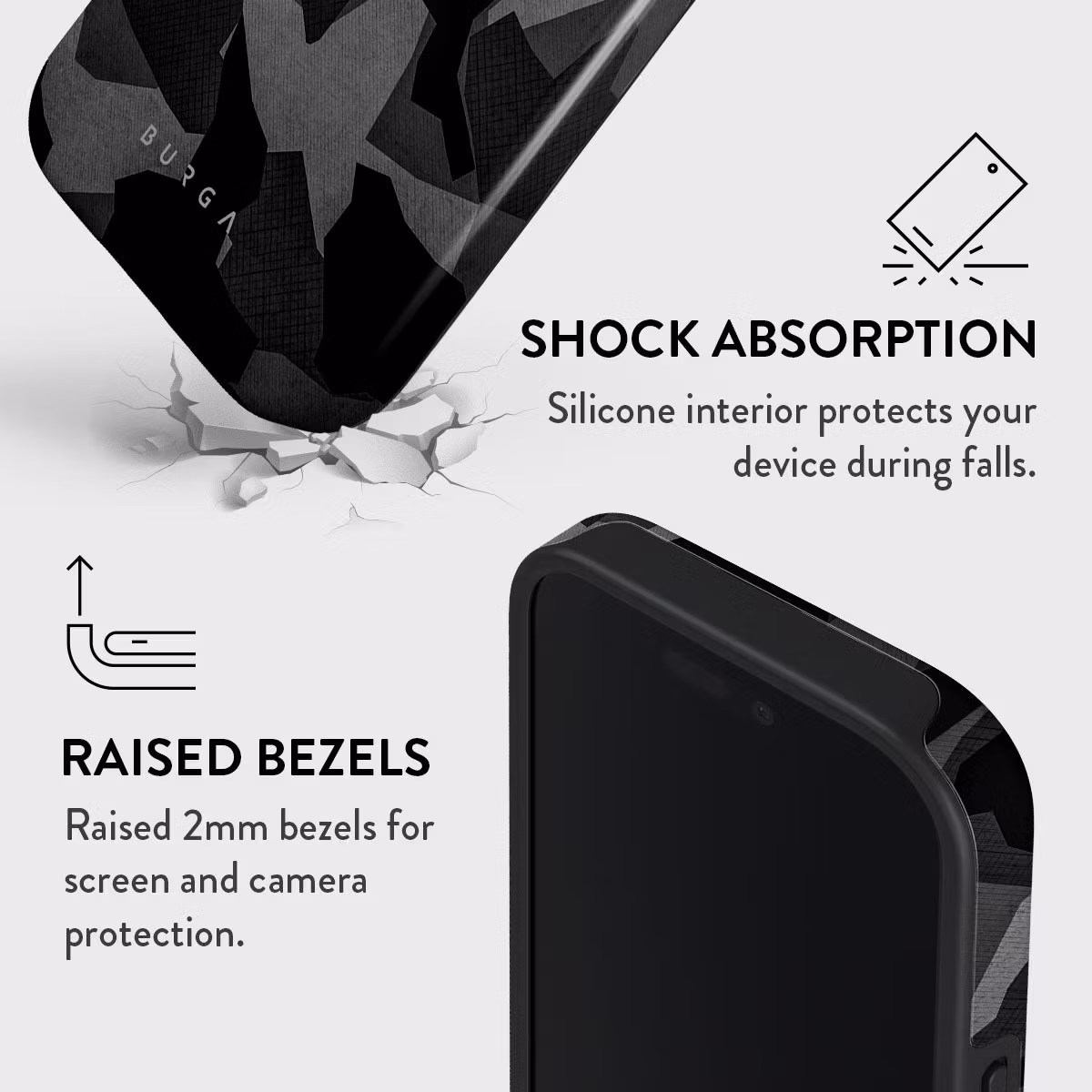 Burga Night Black Camo - Apple iPhone 16 Tough MagSafe Skyddsskal