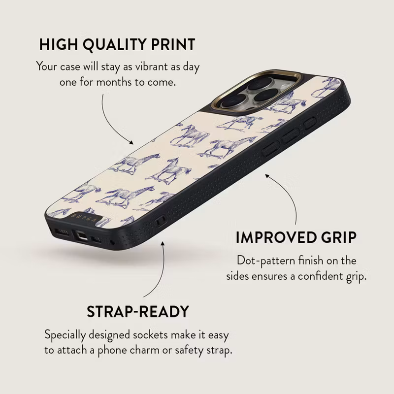 Burga Derby Race - Apple iPhone 16 Pro Max Skyddsskal Elite Magsafe Svart/Guld