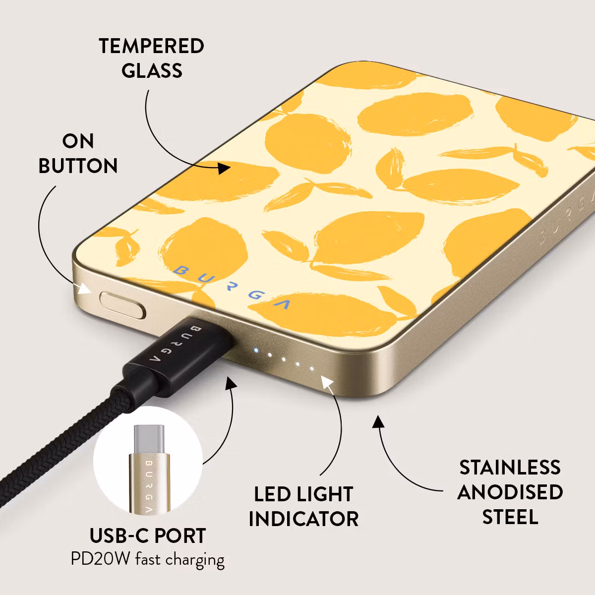 Burga Lemon Tart - MagSafe Power Bank 5000 mAh Guld
