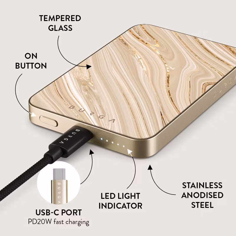 Burga Full Glam - MagSafe Power Bank 5000 mAh Guld