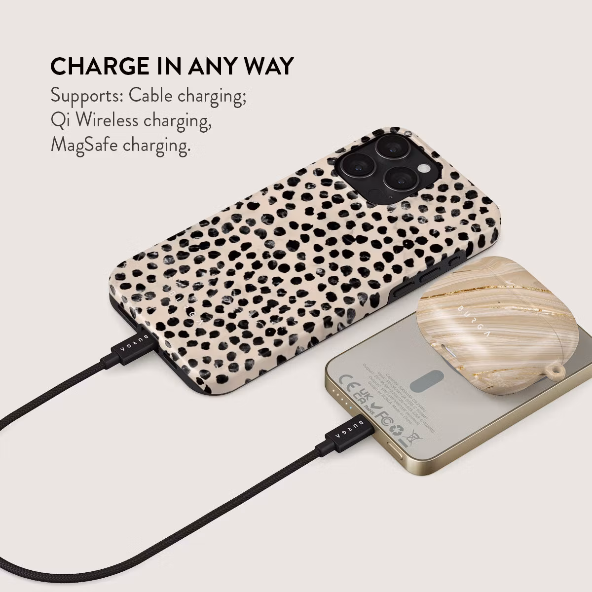 Burga Almond Latte - MagSafe Power Bank 5000 mAh Guld