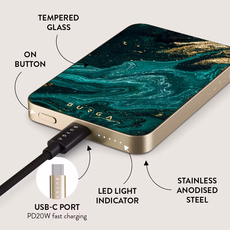 Burga Emerald Pool - MagSafe Power Bank 5000 mAh Guld