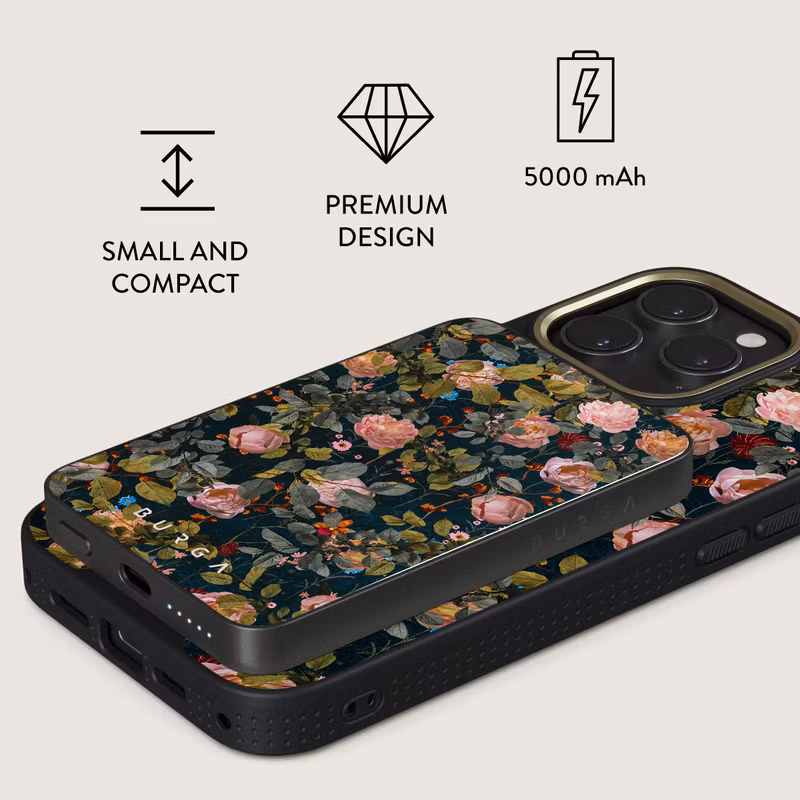 Burga Bloomy Garden - MagSafe Power Bank 5000 mAh Metallgrå