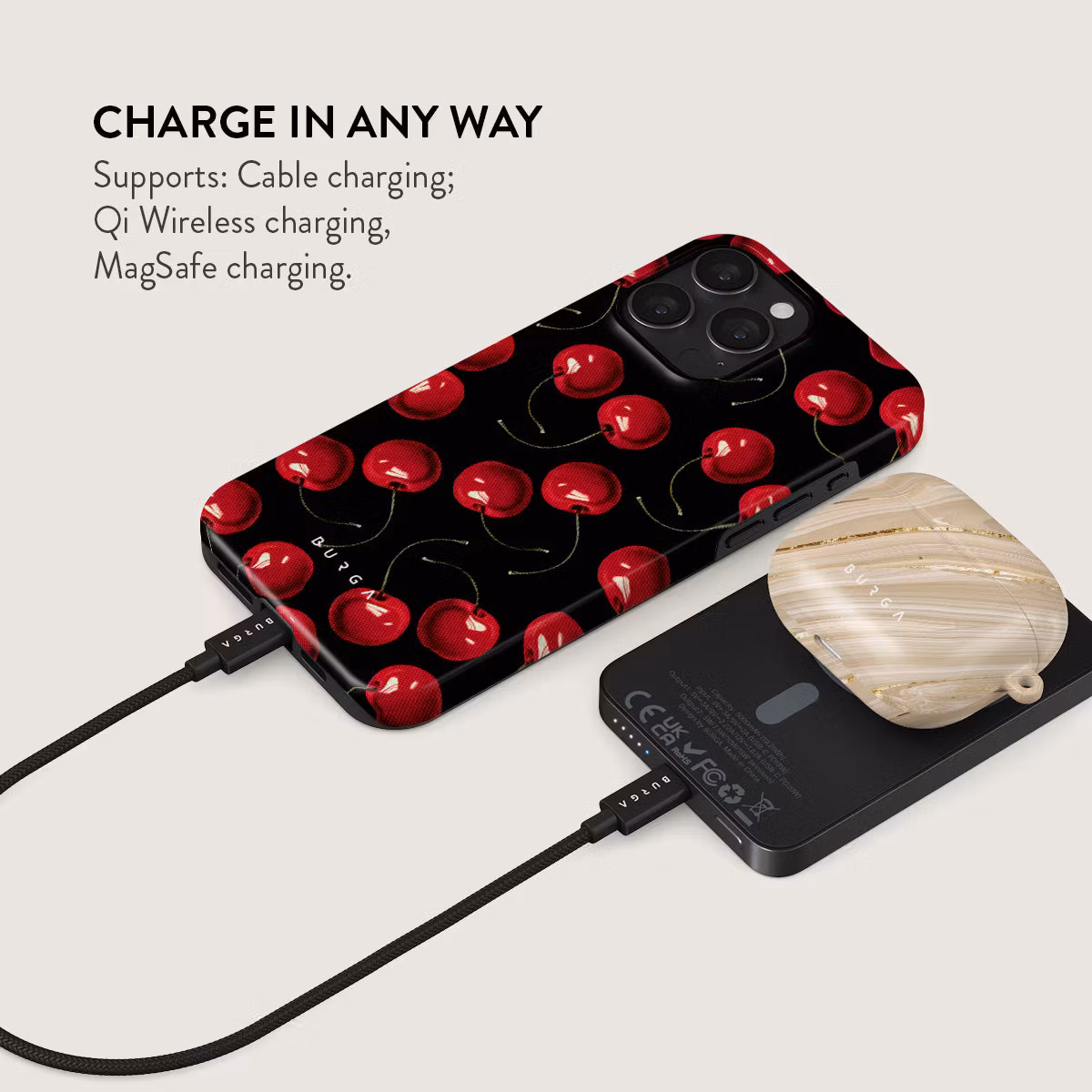 Burga Cherrybomb - MagSafe Power Bank 5000 mAh Metallgrå