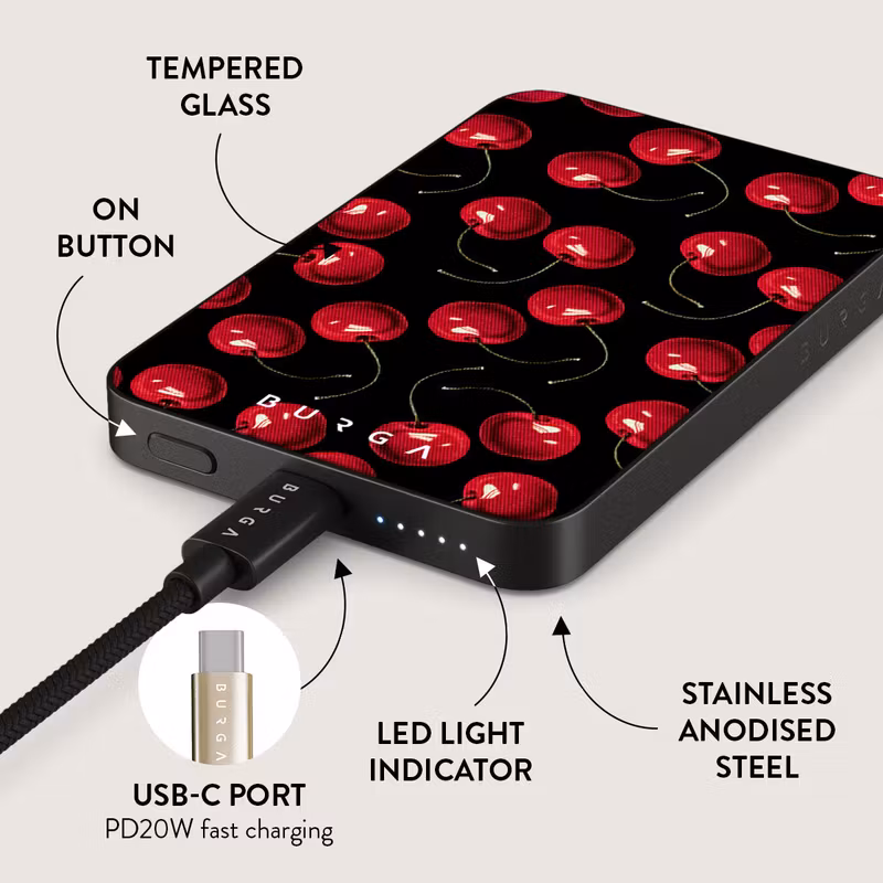 Burga Cherrybomb - MagSafe Power Bank 5000 mAh Metallgrå