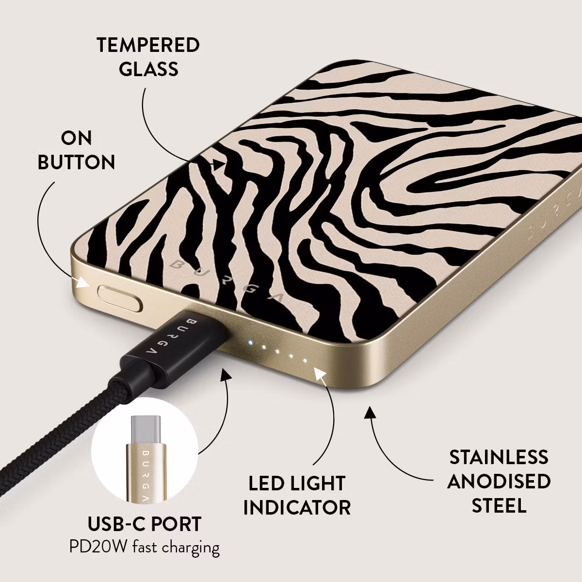 Burga Imperial - MagSafe Power Bank 5000 mAh Guld